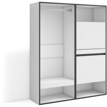 Offener Kleiderschrank, Kleidung, Schuhe, 120x145x35 cm, Für Schlafzimmer, Zimmer, Schuhschrank, Moderner Stil, Weiß - Skraut Home