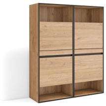 Schuhregal, Schuhschrank, Schuhaufbewahrung, 120x145x35 cm, Für Schlafzimmer, Zimmer, Schuh-Organizer, Moderner Stil, Eiche - Skraut Home