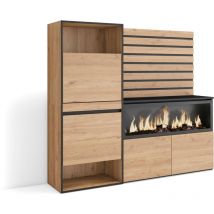 Skraut Home - Schuhregal, Schuhschrank, Schuhaufbewahrung, 167x145x35 cm, Für Schlafzimmer, Zimmer, Elektrokamin xxl, Lamellenwand Holz, Moderner