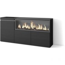 Sideboard, Highboard, Kommode, Komodenschrank, 160, 3 Türen, Elektrokamin xxl, Moderner Stil, Schwarz - Skraut Home