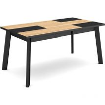 Table à manger, Meuble Salle à Manger, 170, Pour 8 personnes, Pieds en bois, Style moderne, Chêne et noir - Skraut Home