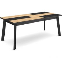 Table à manger, Meuble Salle à Manger, 200, Pour 10 personnes, Pieds en bois, Style moderne, Chêne et noir - Skraut Home