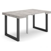 Skraut Home - Table console extensible, Console meuble, 140, Pour 6 personnes, Pieds bois massif, Style moderne, Gris Ciment