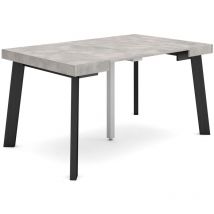 Skraut Home - Table console extensible, Console meuble, 140, Pour 6 personnes, Pieds en bois, Style moderne, Gris Ciment