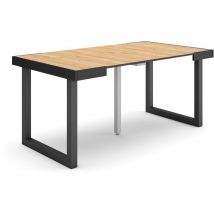 Skraut Home - Table console extensible, Console meuble, 160, Pour 8 personnes, Pieds bois massif, Style moderne, Chêne