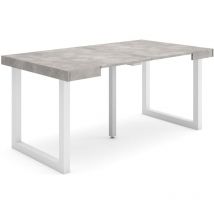 Skraut Home - Table console extensible, Console meuble, 160, Pour 8 personnes, Pieds bois massif, Style moderne, Gris Ciment