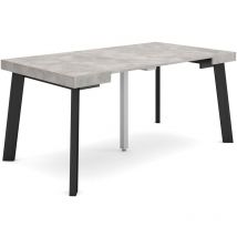 Skraut Home - Table console extensible, Console meuble, 160, Pour 8 personnes, Pieds en bois, Style moderne, Gris Ciment