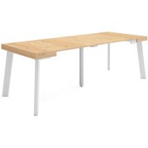 Skraut Home - Table console extensible, Console meuble, 220, Pour 10 personnes, Pieds en bois, Style moderne, Chêne