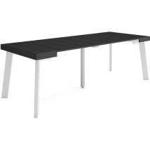 Skraut Home - Table console extensible, Console meuble, 220, Pour 10 personnes, Pieds en bois, Style moderne, Noir