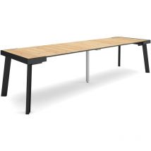Skraut Home - Table console extensible, Console meuble, 300, Pour 14 personnes, Pieds en bois, Style moderne, Chêne