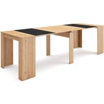 Skraut Home - Table console extensible, Console meuble, 260, Pour 12 personnes, Table à Manger, Style moderne, Chêne et noir