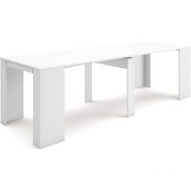 Skraut Home - Table console extensible, Console meuble, 260, Pour 12 personnes, Table à Manger, Style moderne, Blanc