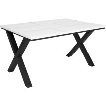 Table à manger, 6 personnes, 140, Robuste et stable grâce à sa structure et aux pieds solides, Idéal pour les rassemblements de famille, Blanc, Style