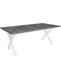 Skraut Home - Tavolo da Pranzo, Cucina, Sala da pranzo, 200, Per 10 ospiti, Gambe in legno, Stile industriale, Grigio Cemento