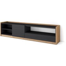 Skraut Home - Tv-schrank, Lowboard, 207x37x50cm, Für Tv-geräte Bis Zu 80", Fernsehtisch, Schwarz Eiche