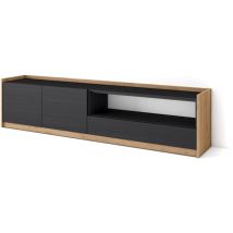 Skraut Home - Tv-schrank, Lowboard, 207x37x50cm, Für Tv-geräte Bis Zu 80", Fernsehtisch, Schwarz Eiche