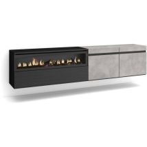 Skraut Home - Tv-schrank, Lowboard, Für Wohnzimmer Und Esszimmer, 200x45x35cm, Für Tv-geräte Bis Zu 80', Elektrokamin. Maße, Hängend, Moderner Stil, 