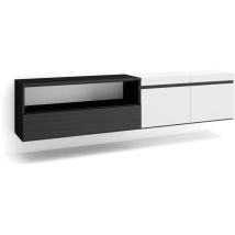 Skraut Home - Tv-schrank, Lowboard, Für Wohnzimmer Und Esszimmer, 200x45x35cm, Für Tv-geräte Bis Zu 80', Hängend, Moderner Stil, Weiß Und Schwarz