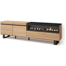 Skraut Home - Tv-schrank, Lowboard, Für Wohnzimmer Und Esszimmer, 200x57x35cm, Für Tv-geräte Bis Zu 80', Elektrokamin. Maße, Industriedesign, Moderner