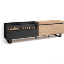 Skraut Home - Tv-schrank, Lowboard, Für Wohnzimmer Und Esszimmer, 200x57x35cm, Für Tv-geräte Bis Zu 80', Elektrokamin. Maße, Industriedesign, Moderner