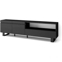 Skraut Home - TV-Schrank, Lowboard, für Wohnzimmer und Esszimmer, 200x57x35cm, Für TV-Geräte bis zu 80', Industriedesign, Moderner Stil, Schwarz