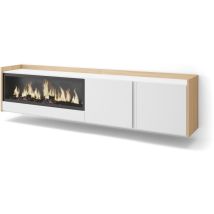 Skraut Home - Tv-schrank, Lowboard, Für Wohnzimmer Und Esszimmer, 212x35x50cm, Für Tv-geräte Bis Zu 80", Elektrokamin Xxl, Hängend, Moderner Stil, 