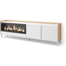Skraut Home - Tv-schrank, Lowboard, Für Wohnzimmer Und Esszimmer, 212x35x61cm, Für Tv-geräte Bis Zu 80", Elektrokamin Xxl, Industriedesign, Moderner 