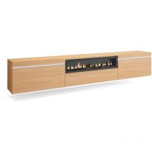 Skraut Home - TV-Schrank, Lowboard, für Wohnzimmer und Esszimmer, 260x35x45cm, Für großformatiges tv, Elektrokamin., Hängend, Moderner Stil, Eiche