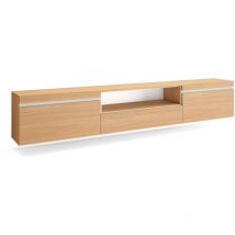 TV-Schrank, Lowboard, für Wohnzimmer und Esszimmer, 260x35x45cm, Für großformatiges tv, Hängend, Moderner Stil, Eiche Soft und weiß - Skraut Home