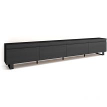 TV-Schrank, Lowboard, für Wohnzimmer und Esszimmer, 320x57x35 cm, Für großformatiges tv, Industriedesign, Moderner Stil, Schwarz - Skraut Home