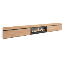 TV-Schrank, Lowboard, für Wohnzimmer und Esszimmer, 368x45x35, Elektrokamin xxl, Moderner Stil, Eiche - Skraut Home