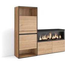 Zapatero, Armario zapatos botas, 167x145x35 cm, Dormitorio, habitación, Chimenea eléctrica xxl, Estilo Moderno, Roble - Skraut Home