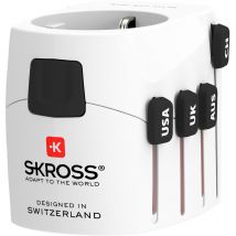SKROSS Reiseadapter PRO – 1750 W – Geeignet für 2- & 3-polige Geräte – Weltweit einsetzbar – Austauschbare Sicherung T 7 A