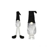 Skrzat de 50 cm, adorno navideño, gnomo navideño, sentado en negro y gris.