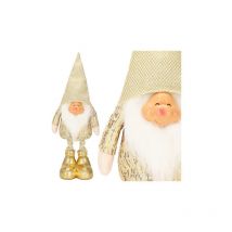 Skrzat natalizio da 50 cm, gnomo dorato con berretto.