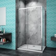SKY - Bathroom 1100mm Bathroom Sliding Door Shower Enclosure 5mm Safety Tempered Glass Screen with Side Panel 900mm H1900mm