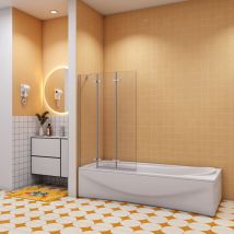 Sky Bathroom - 1000x1400mm 3 Fold Folding Hinge Bathroom Shower Screen Door Panel 6mm safety tempered Glass