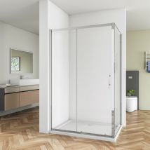 Sky Bathroom - 1100mm Bathroom Sliding Door Shower Enclosure 5mm Safety Tempered Glass Screen with Side Panel 760mm H1900mm