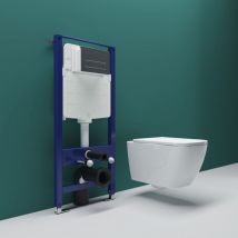 Sky Bathroom - 1.14M Concealed Cistern Cistern Frame Match Rimless Wall Hung Toilet Set