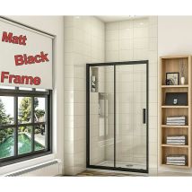 1400x1950mm Sliding Shower Door Black Frame Shower Enclosures - Sky Bathroom