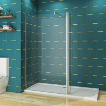 SKY - Bathroom 800x1950mm Walk in Wet Room Shower enclosure 8mm shower screen EasyClean nano Glass with Flipper Panel