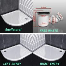 Sky Bathroom - 1000x800x30mm Offset Quadrant Walk in Shower Enclosure Stone Tray Left Side
