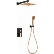 SKY BATH CED001/NGR DREAM Conjunto Ducha Monomando Empotrado Negro Mate Y Oro Rosa