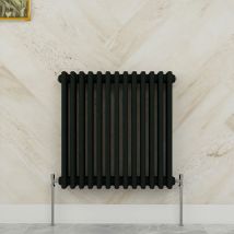 600x605mm 3 Column Radiator Horizontal Black Traditional Column Radiator - Sky Bathroom