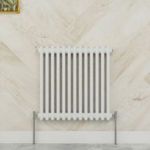 Sky Bathroom - 600x605mm 2 Column Radiator Horizontal White Traditional Column Radiator