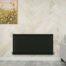Sky Bathroom - 600x1180mm Black Single Horizontal Oval Column Designer Central Heating Radiator