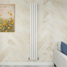 SKY Bathroom 1800x236mm White Single Vertical Oval Column Designer Central Heating Radiator