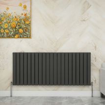 Sky Bathroom - 600x1428mm Double Anthracite Horizontal Flat Panel Radiator Designer Central Heating Radiator