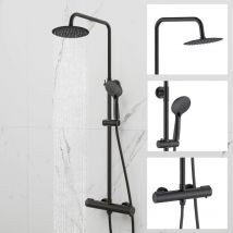 Sky Bathroom - Round Black Thermostatic Mixer Shower Cool Touch Twin Head Set Exposed