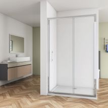 SKY - Bathroom Bathroom Sliding Shower Door Enclosure Cubicle 1700x1900mm 8mm nano Glass + 800mm Side Panel + 1700x760mm Tray Waste Free